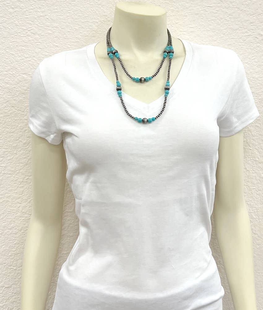 Bandera Handmade Navajo Bead, Synthetic Turquoise Necklace