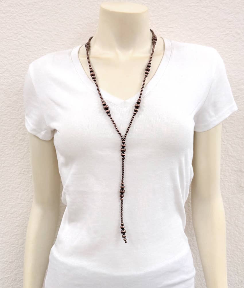 31" Copper Western Bead Tassel Y-Necklace