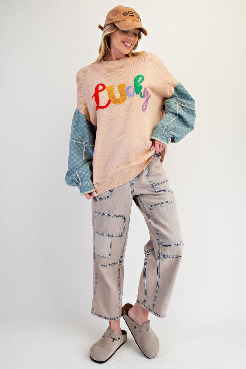 LUCKY LETTER KNITTED SWEATER