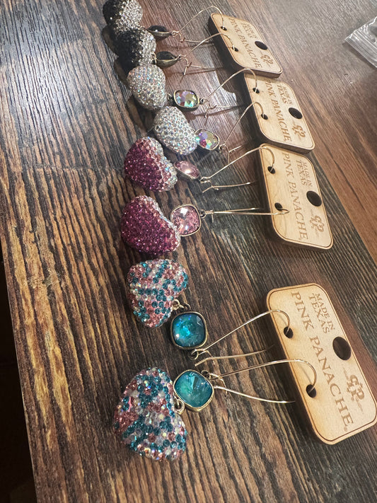 Pave Heart Rhinestone Heart Earring