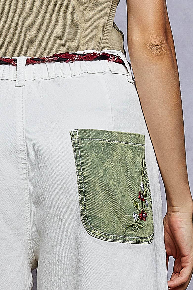 Christmas Woodland Patchwork Embroidered Wide Leg Pants