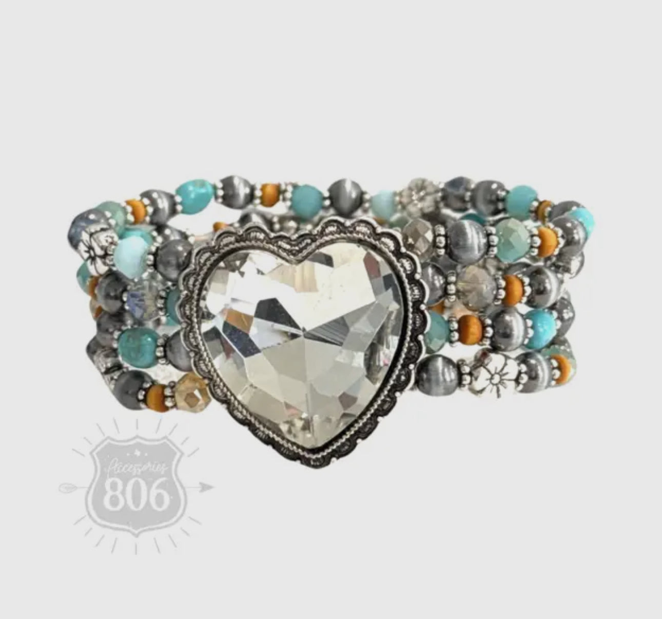 Rhinestone Heart Bracelet
