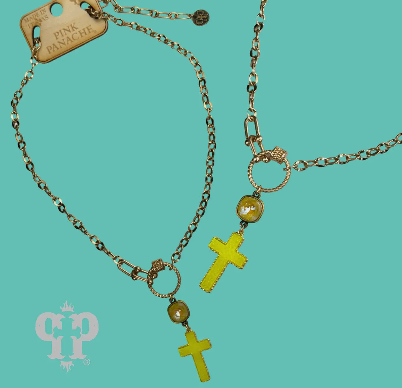 Neon Cross Necklace, Austrian Crystal