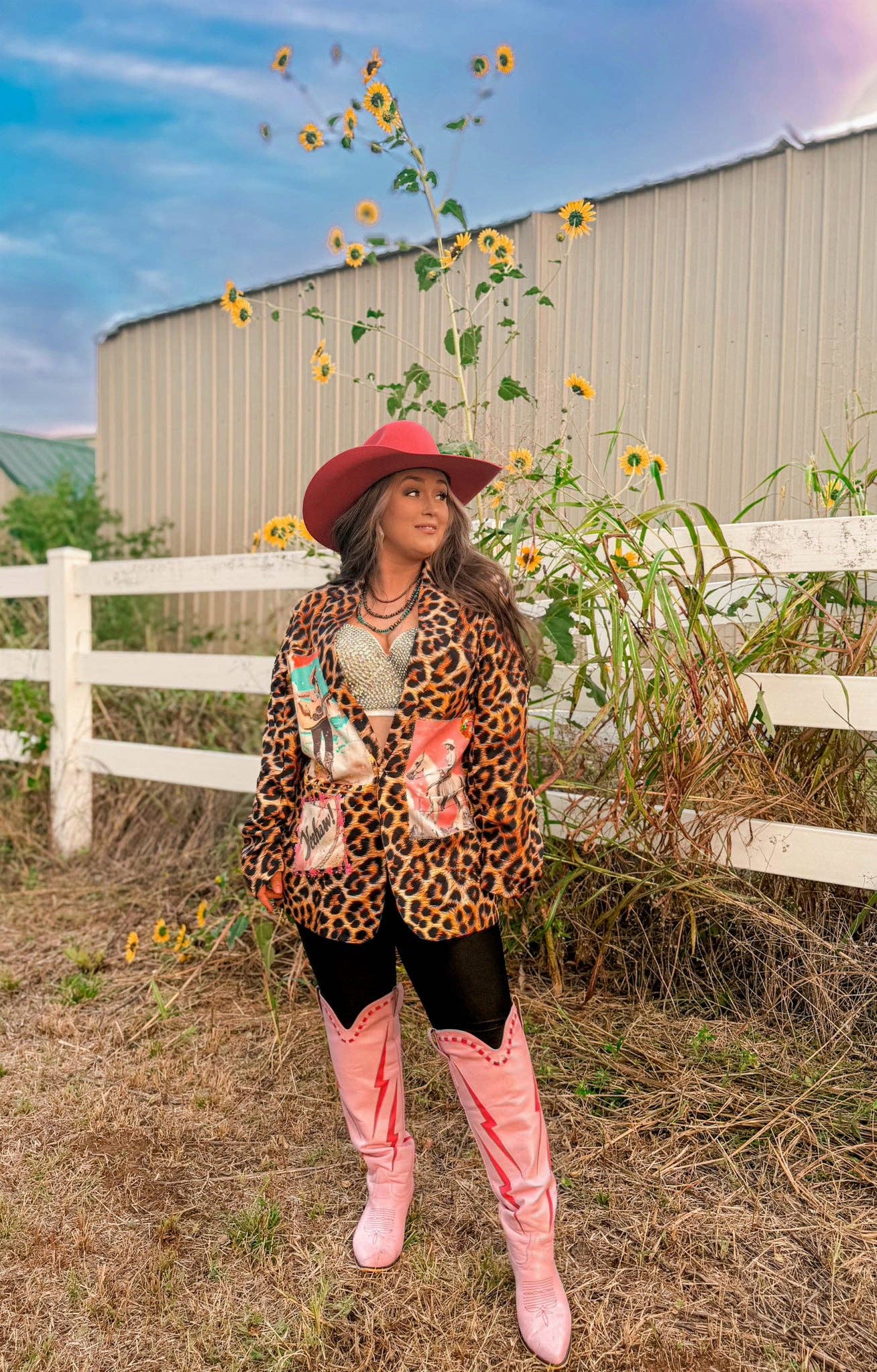 Retro Pop Western Wild West Leopard Blazer