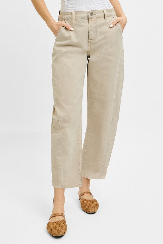 High Rise Relaxed Almond Barrel Cuff Jeans