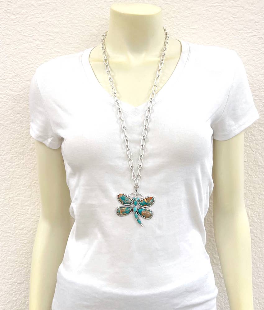 Kendra Navajo Dragonfly Gemstone, Turquoise Necklace