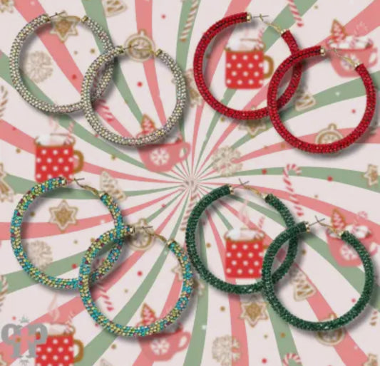 Large Pave Mesh Hoop Earring