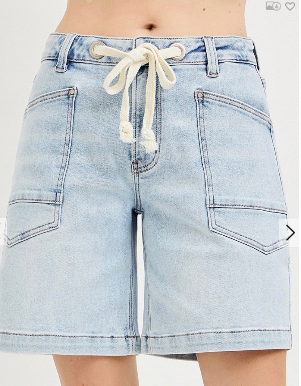 Slouchy Jorts With Waistband Drawstring And Eyelet Details
