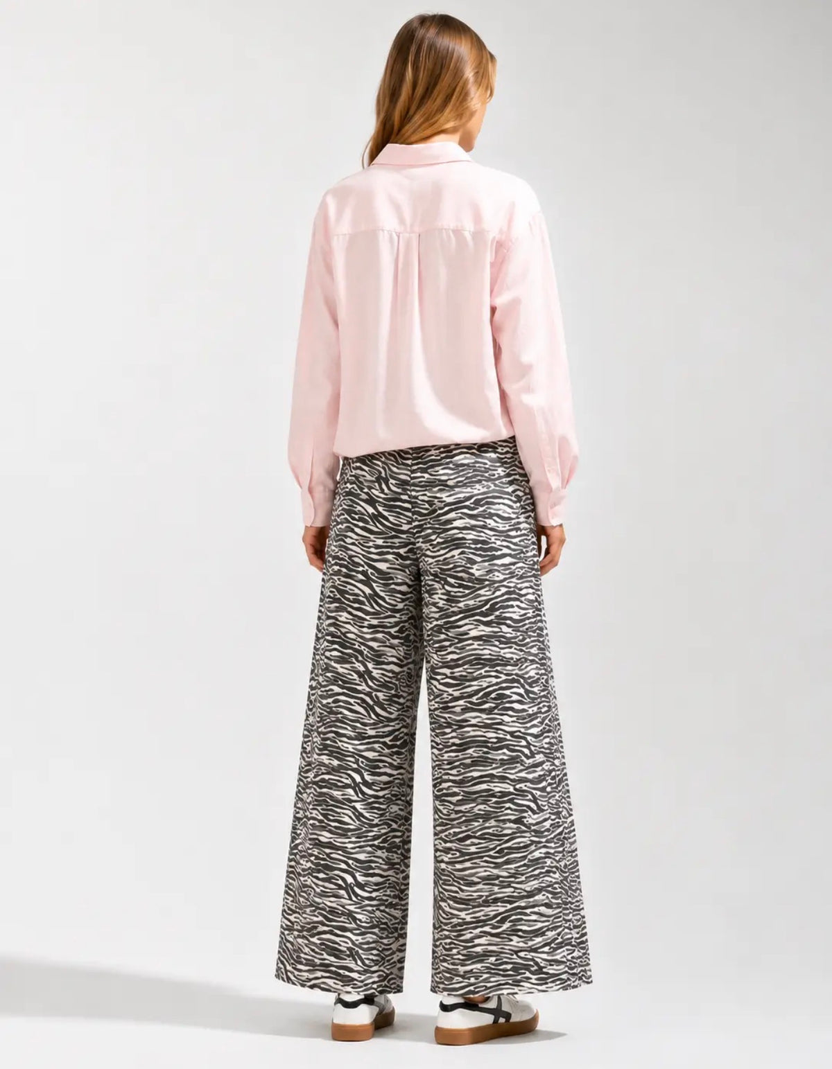 Drawstring Tie Pants with Zebra Print