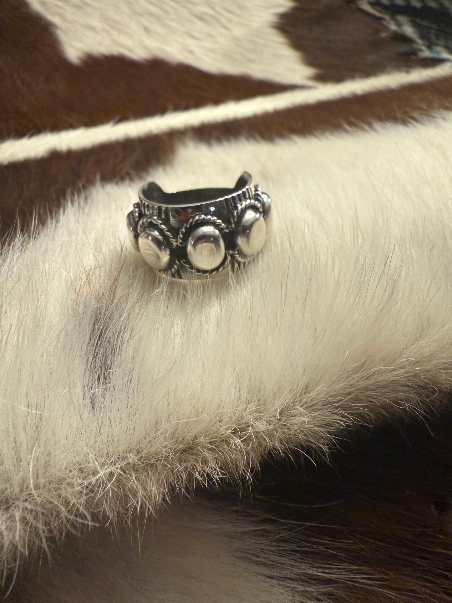 Silver Stamped Oval Ring