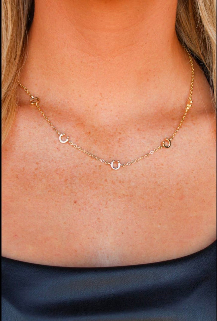 18K Plated Horseshoe Charm Necklace