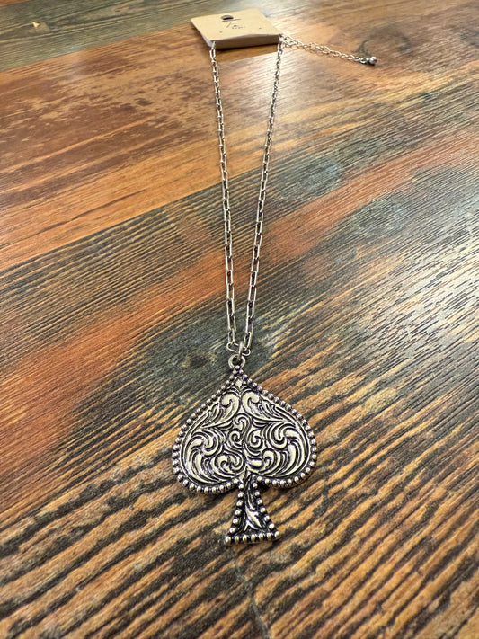 Tooled Spade Necklace