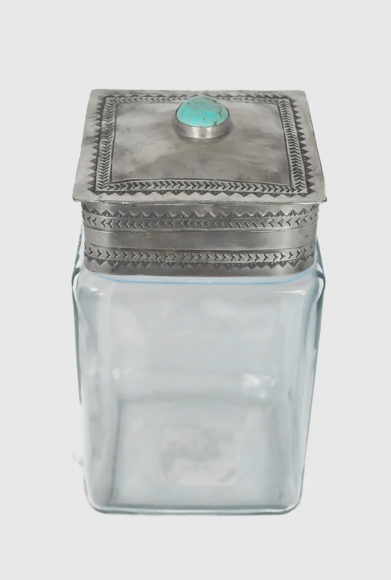 Glass Bottom Canister w/ Silver & Turquoise