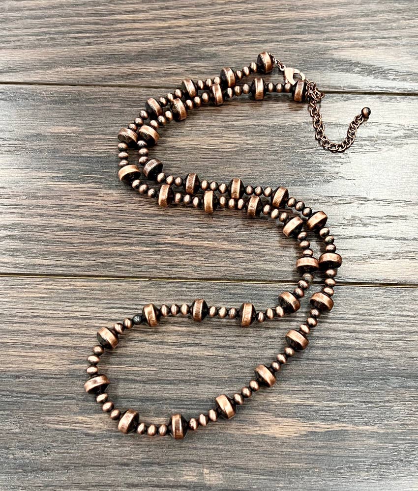 739316, Handmade 34" Copper Navajo Bead Necklace