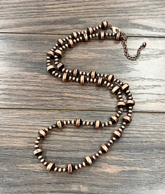 739316, Handmade 34" Copper Navajo Bead Necklace
