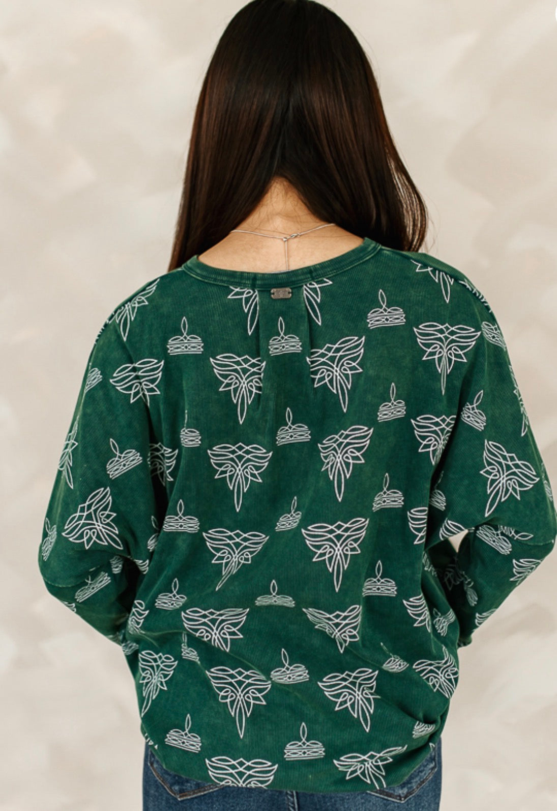 TEAL MINERAL WASH BOOT STITCH TOP