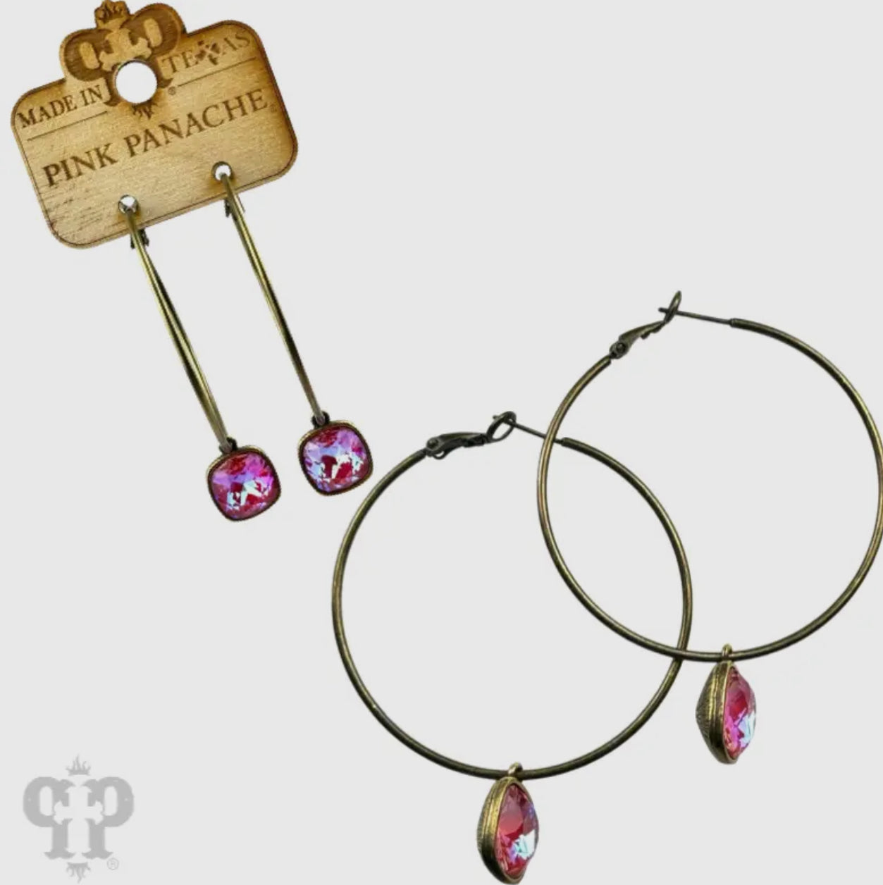 Austrian Square Crystal Hoop
Earring, 12mm