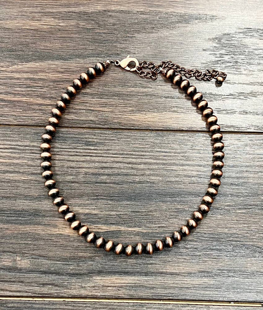 Crossville 16" 8mm Copper Western Bead Necklace
