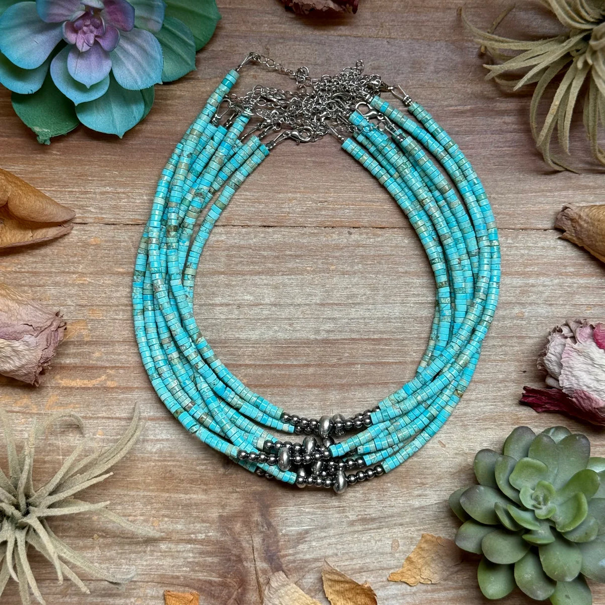 Variscite Heishi Necklace - 14"