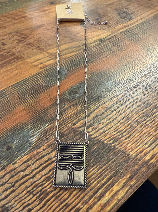 Bootstitch Square Necklace