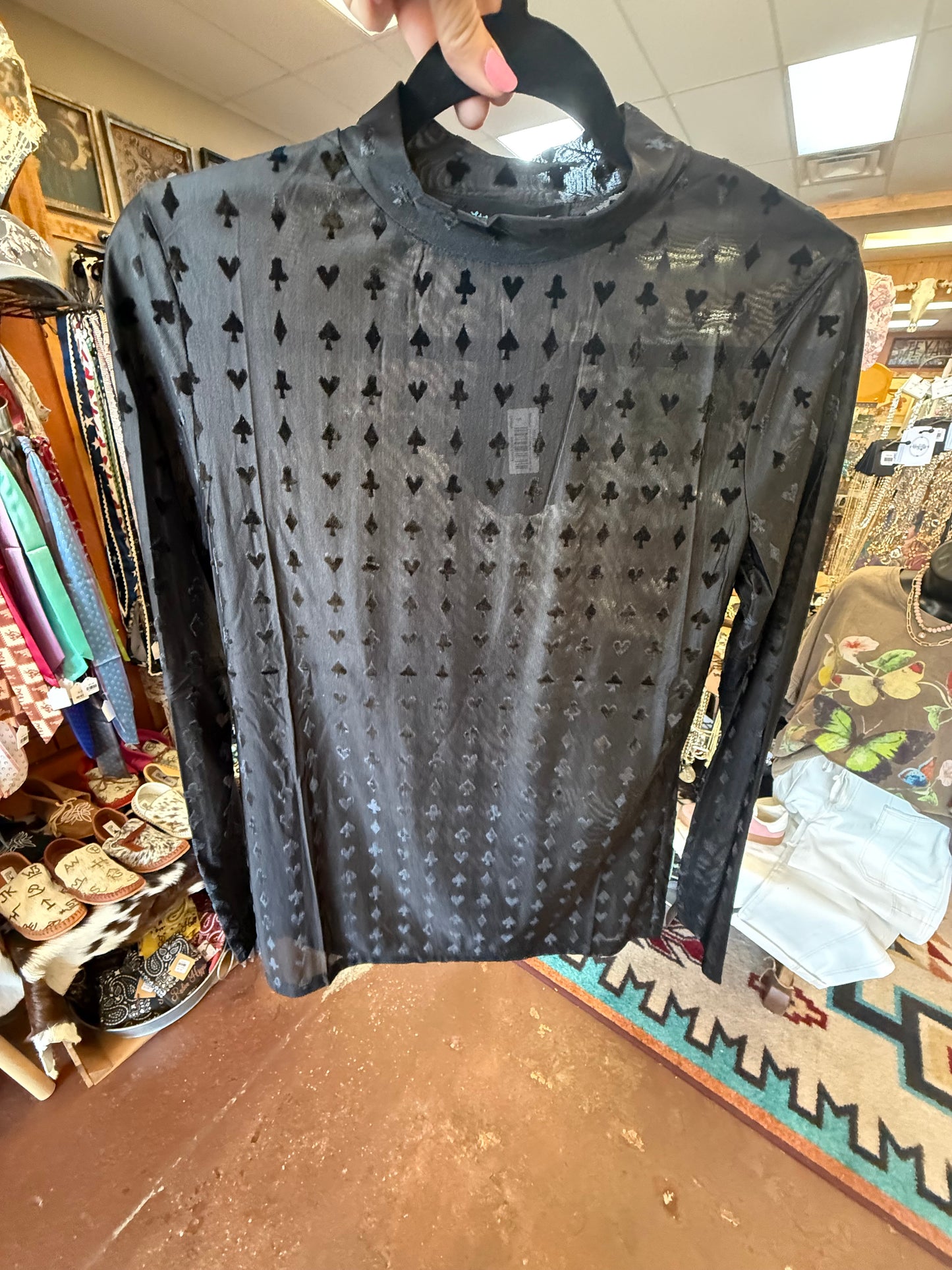 Blackjack Velvet Long Sleeve Mesh Top