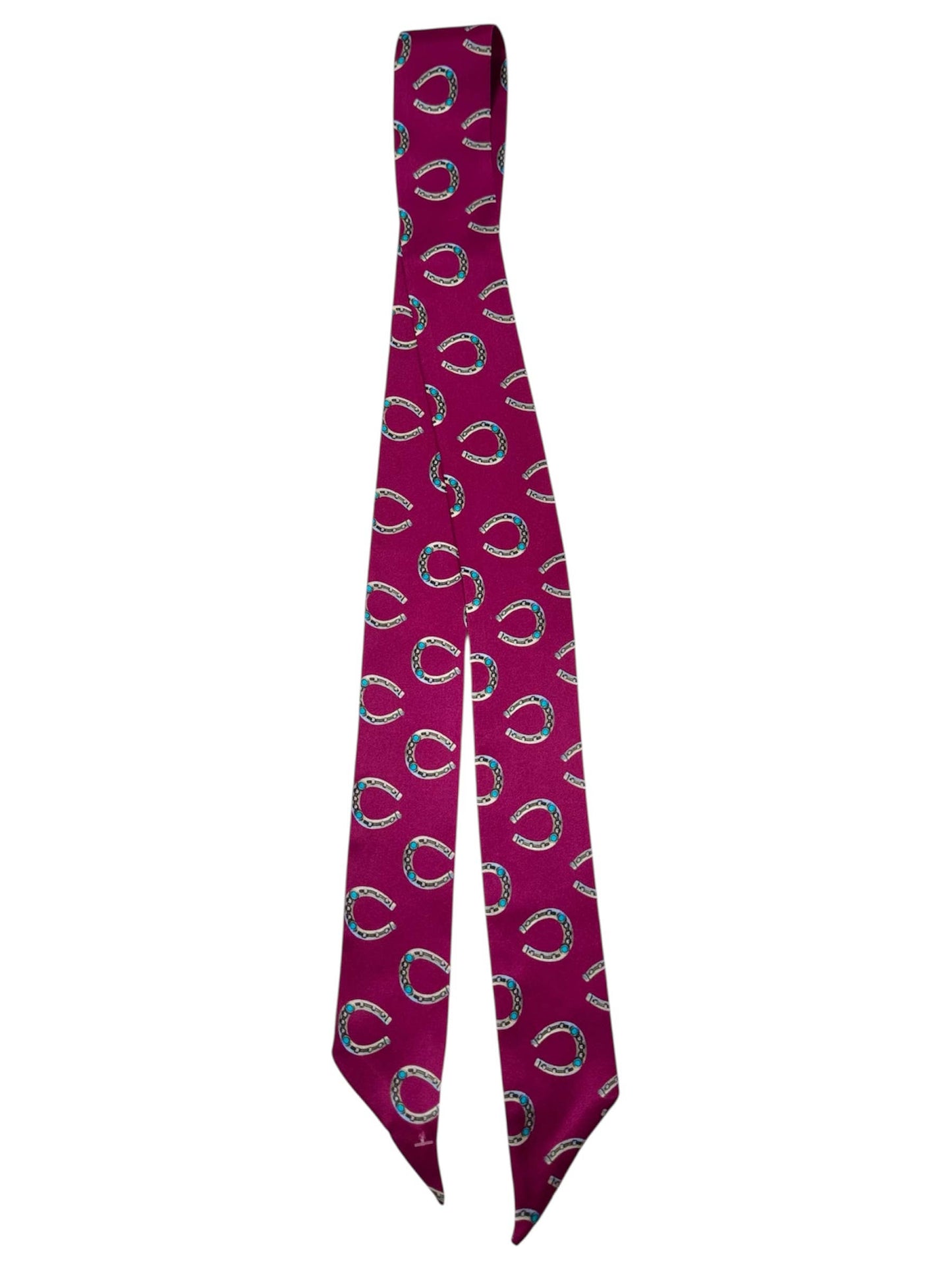 Purple Silk Twilly Scarf with Silver and Turquoise