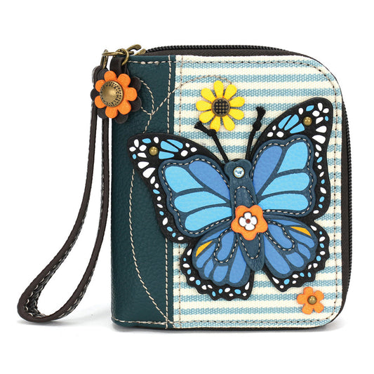 ZIP AROUND WALLET - BLUE BUTTERFLY