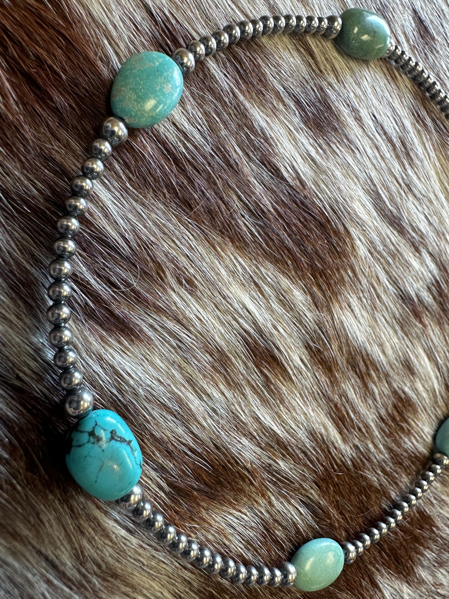 5 turquoise choker and Sterling Silver Pearls