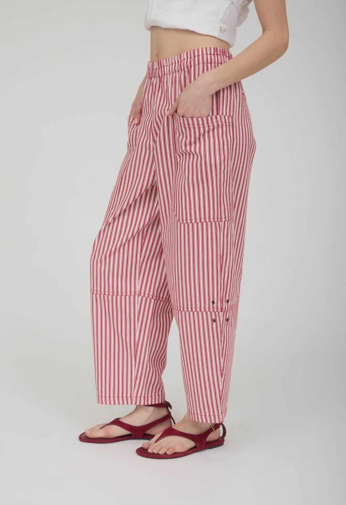 Stripe Pocket Detail Wide Leg Pants