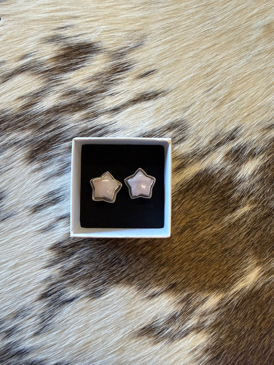 Pretty in Pink Opal Star Sterling Silver Stud Earrings ⭐💗