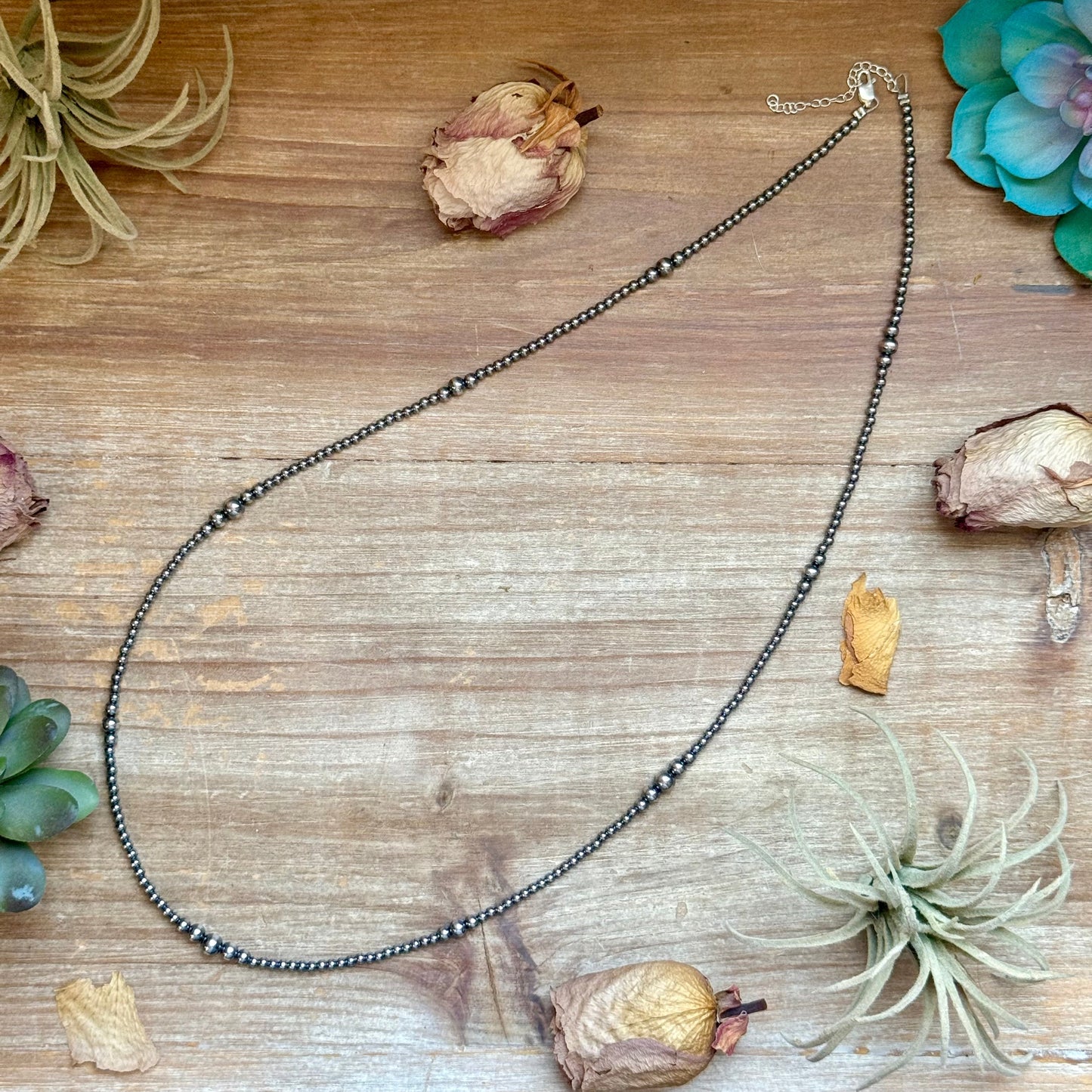 28" Graduated Sterling Silver Pearl Necklace