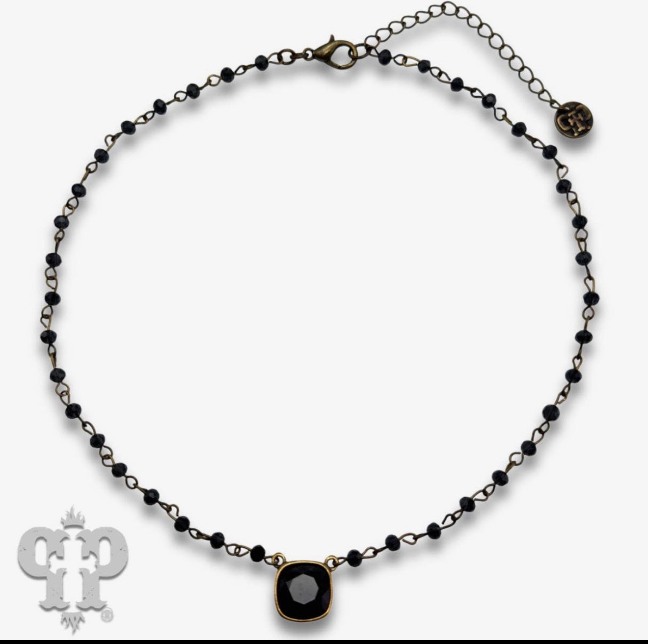 Austrian Square Crystal Linked Bead Necklace, 12mm