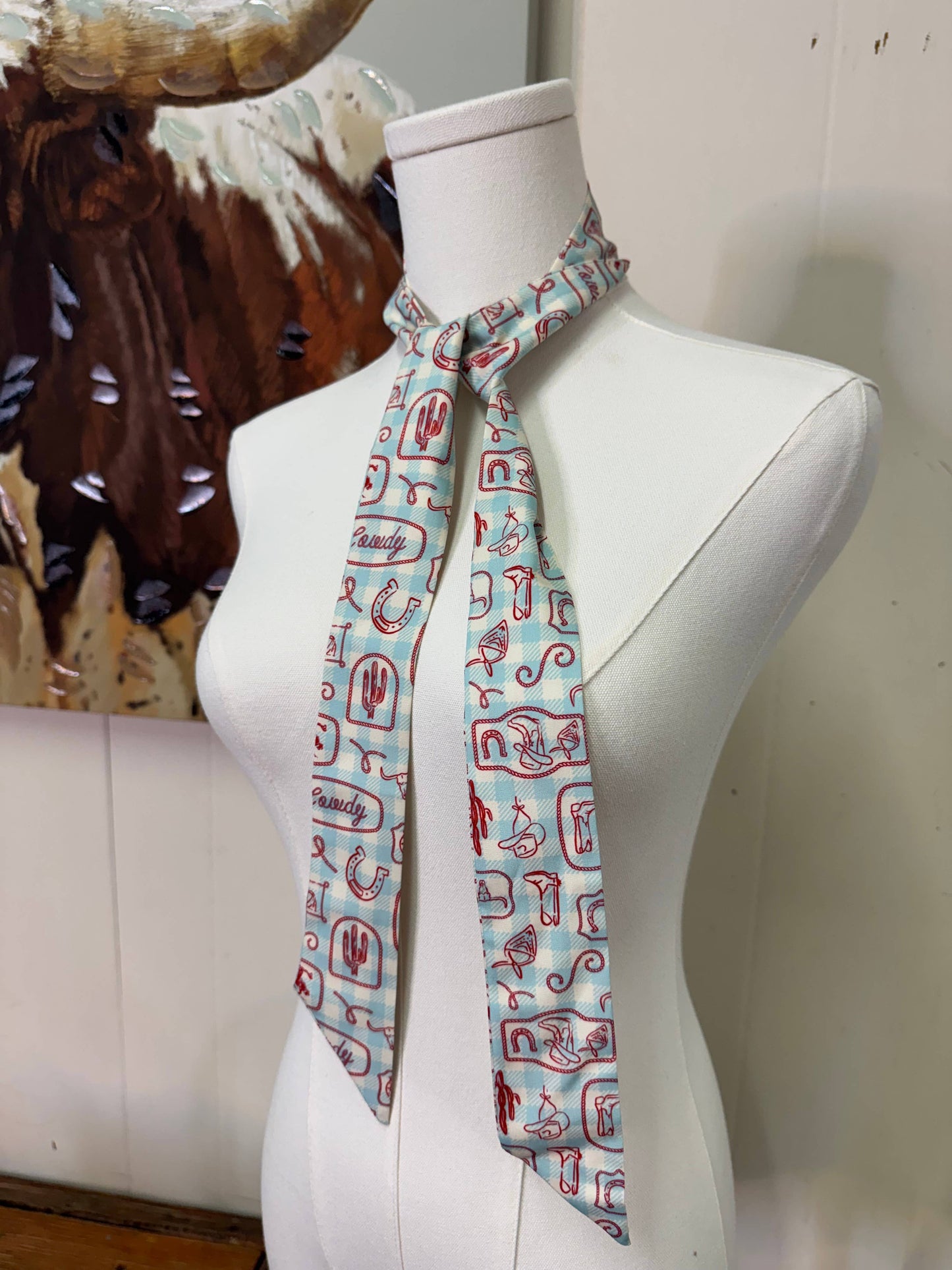 Howdy western gingham print twilly