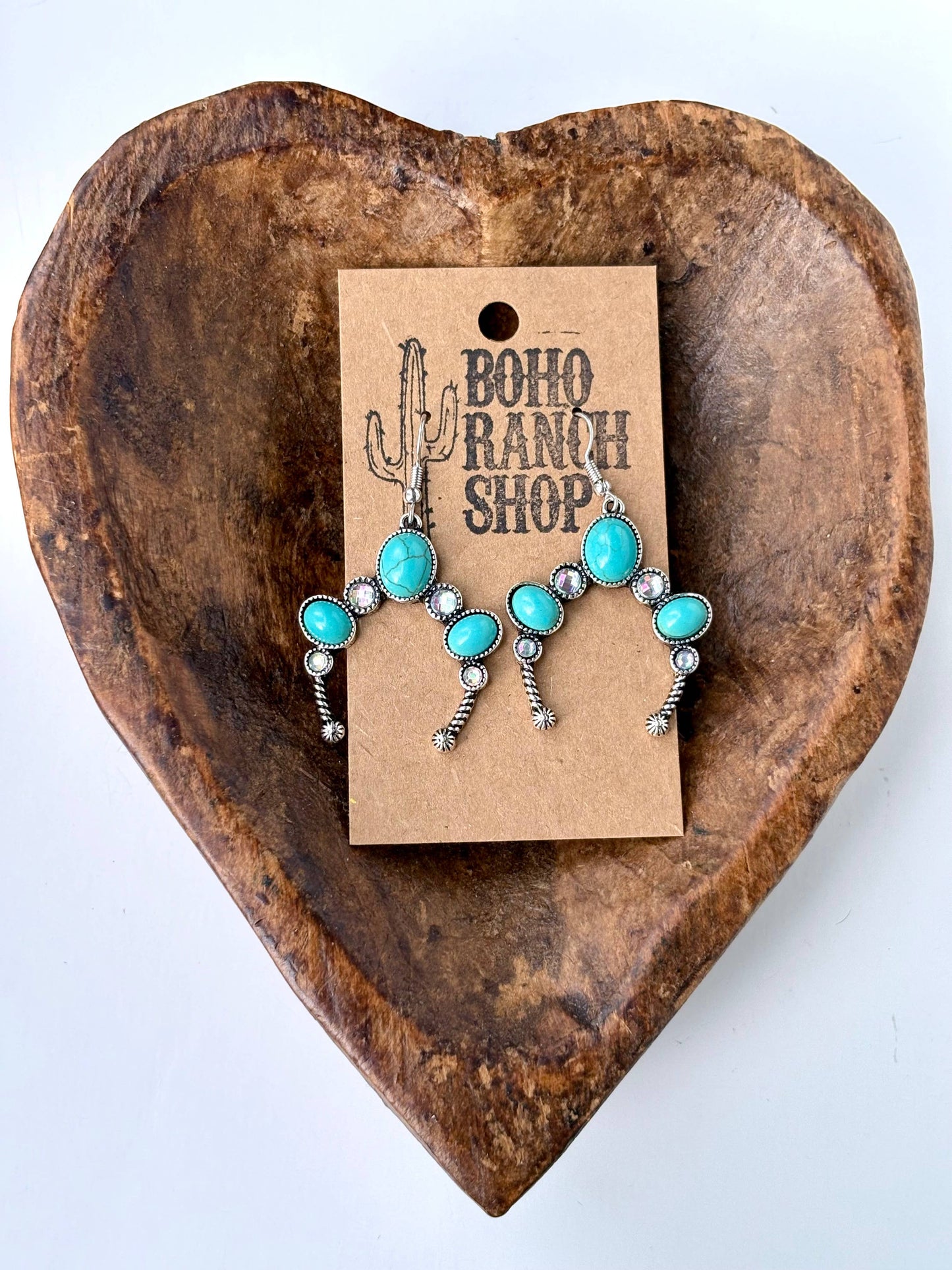 Western Squash Blossom with Stone Drop Earrings