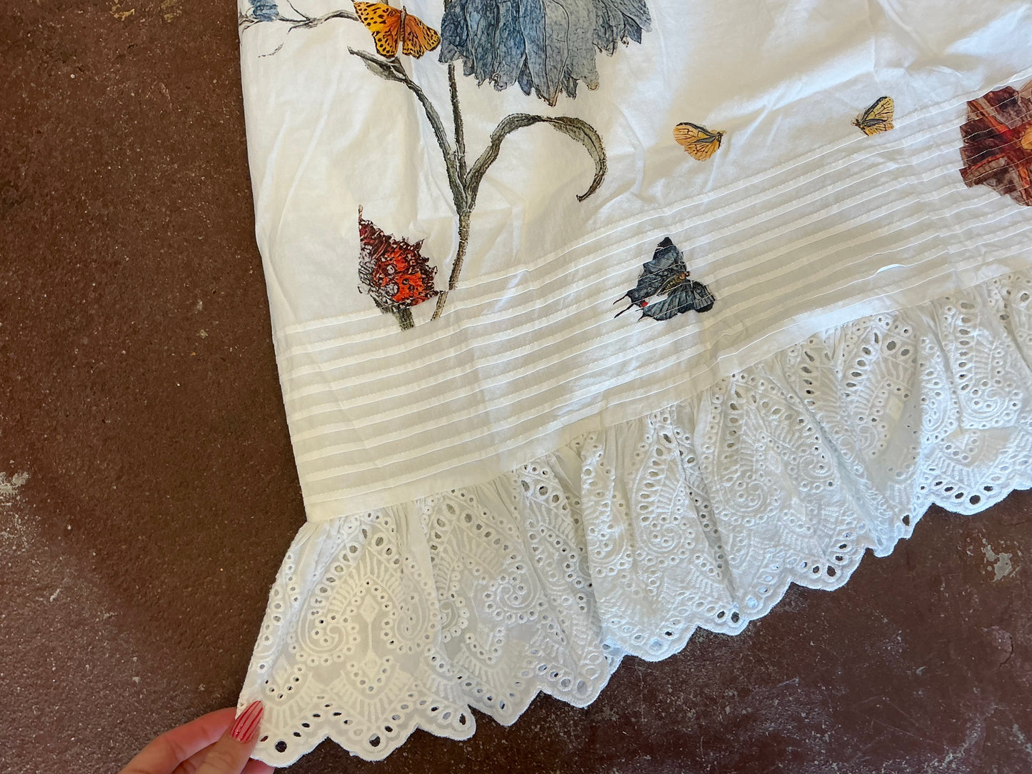 White spaghetti Strap Butterfly and Flower print dress
