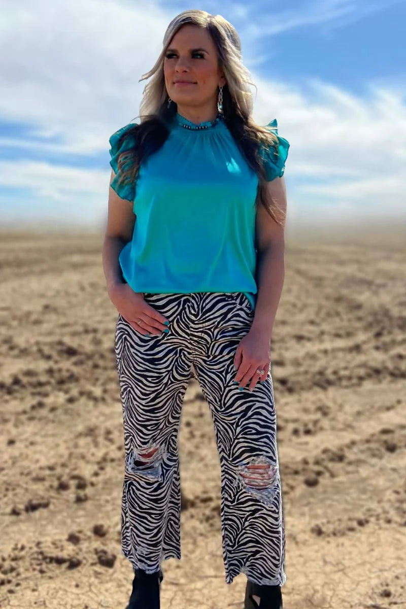 BABYDOLL TOP TURQUOISE