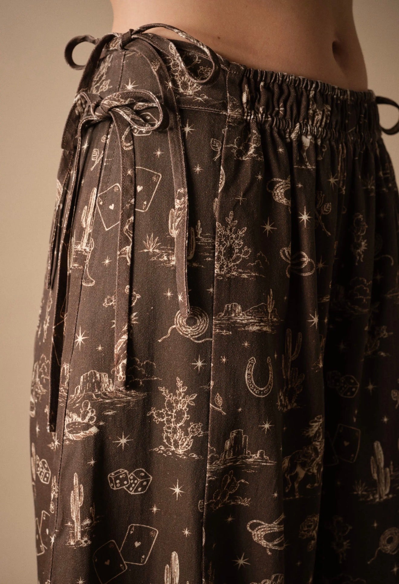 Western Printed Wide Leg Pants