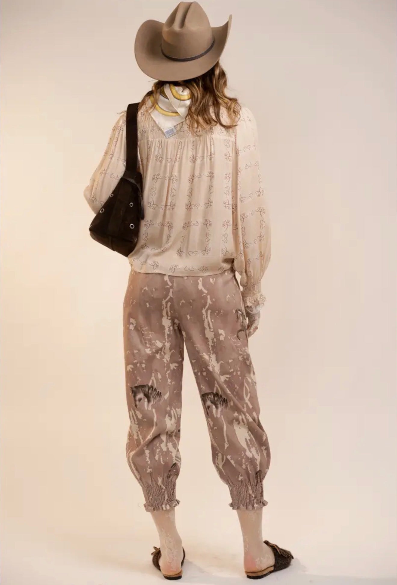 Horse Print Smocked Waist Trousers
