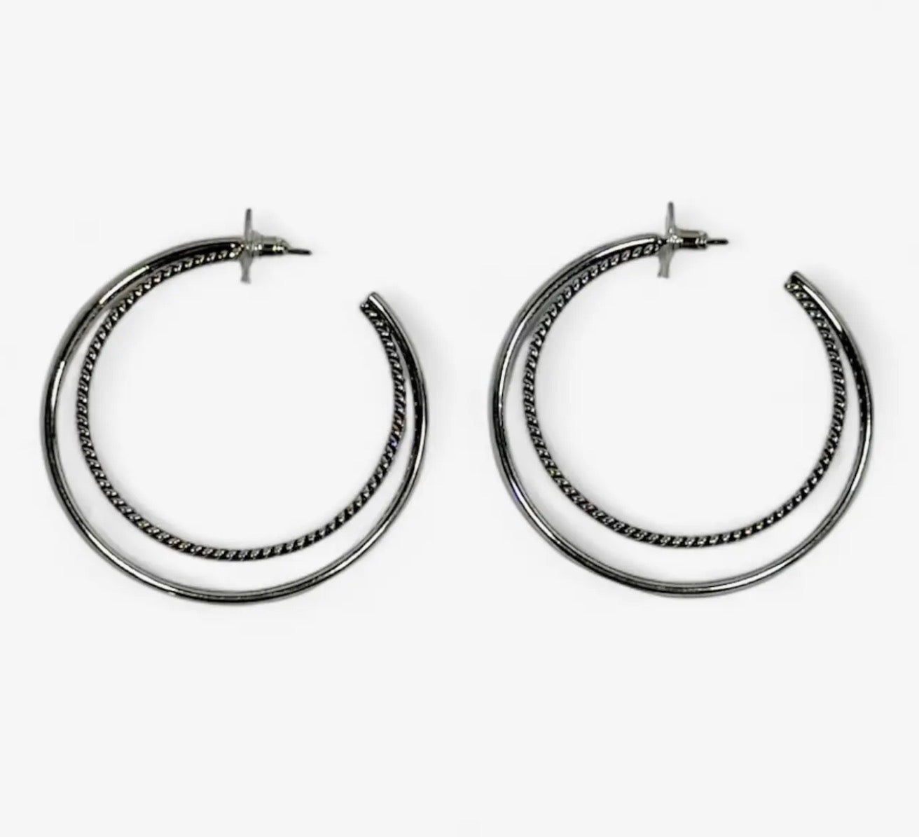 2.25" 18K Gold Plated Double
Hoop Earrings