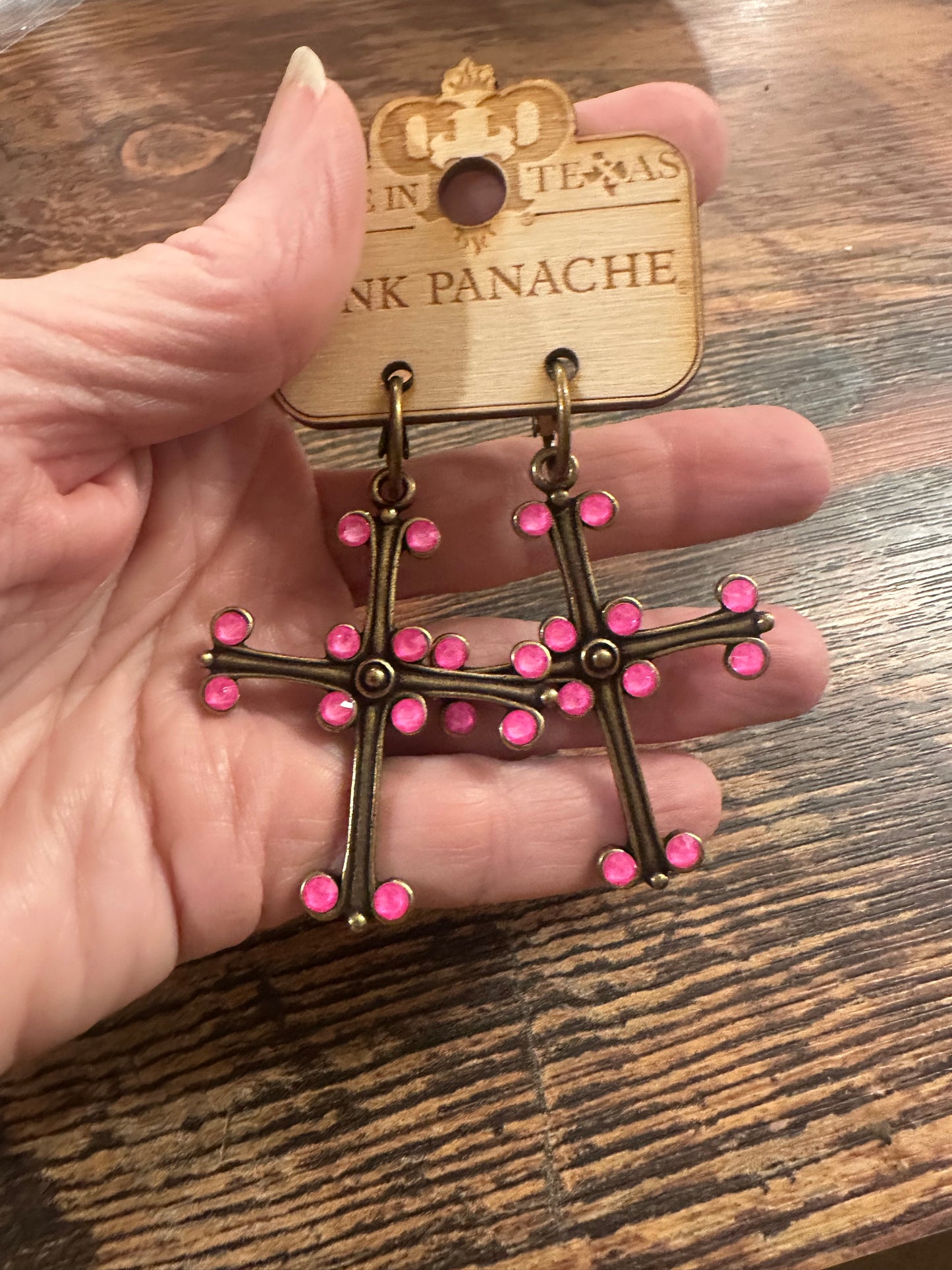 Round Tip Cross Earrings w Austrian Crystals