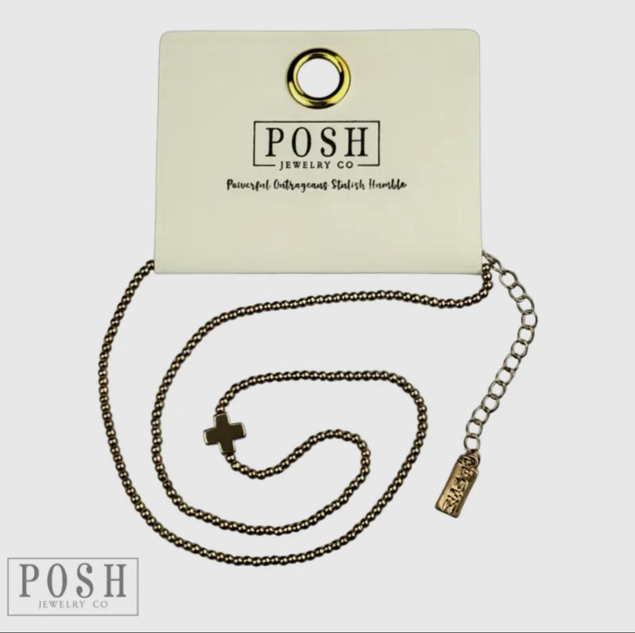 Bead Chain Cross Layering Necklace