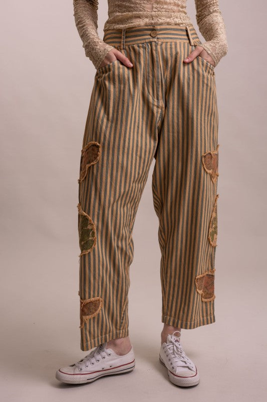 STRIPED PATCHWORK PANTS