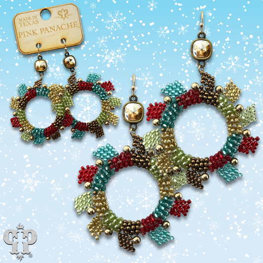 Colorful beaded wreath earring