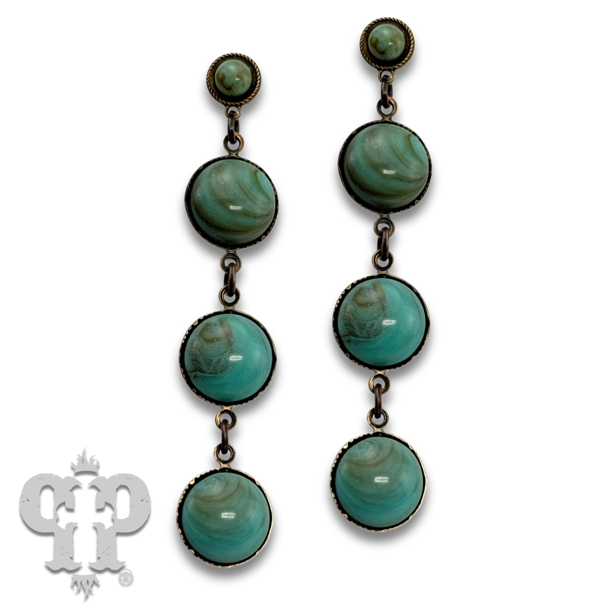 Turquoise cabochon drop earring