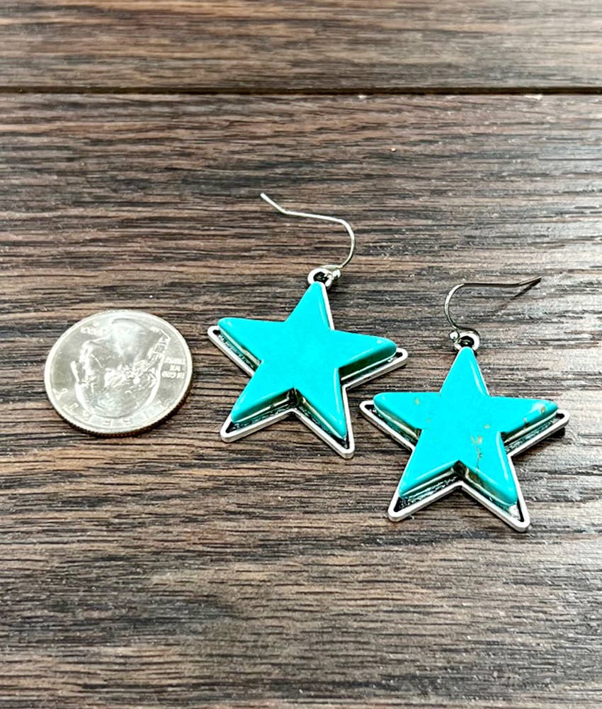 723718, Star Turquoise Earrings