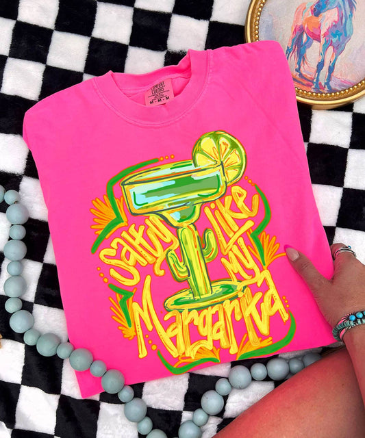 Salty Like My Margarita - COMFORT COLOR - Neon Pink