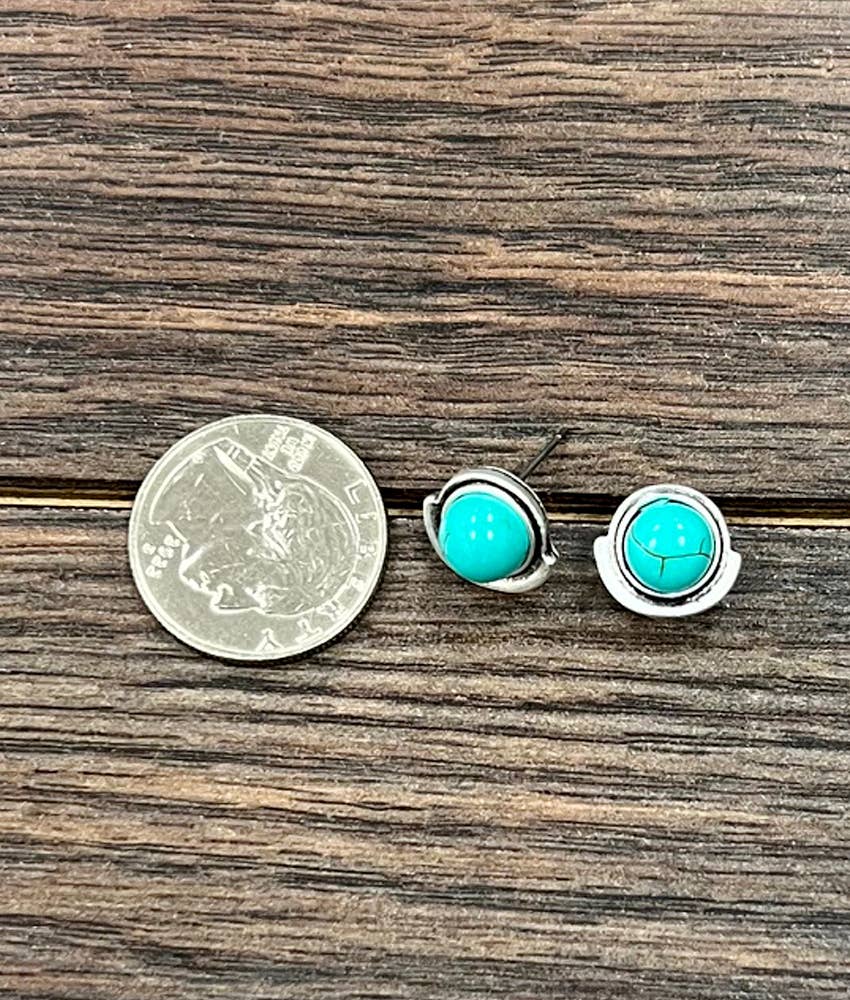8mm Round Turquoise Stud Earrings