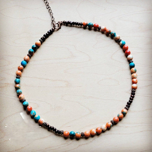 Multi-Colored Turquoise Beaded Collar Necklace 248L