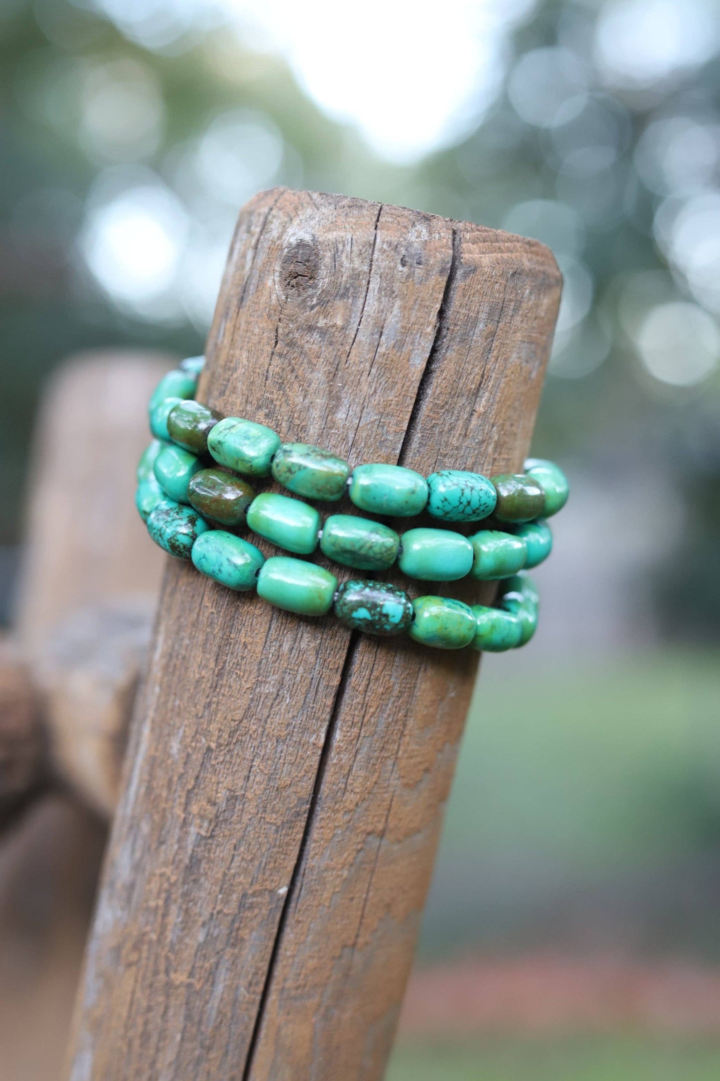GREEN BARREL STRETCH BRACELETS