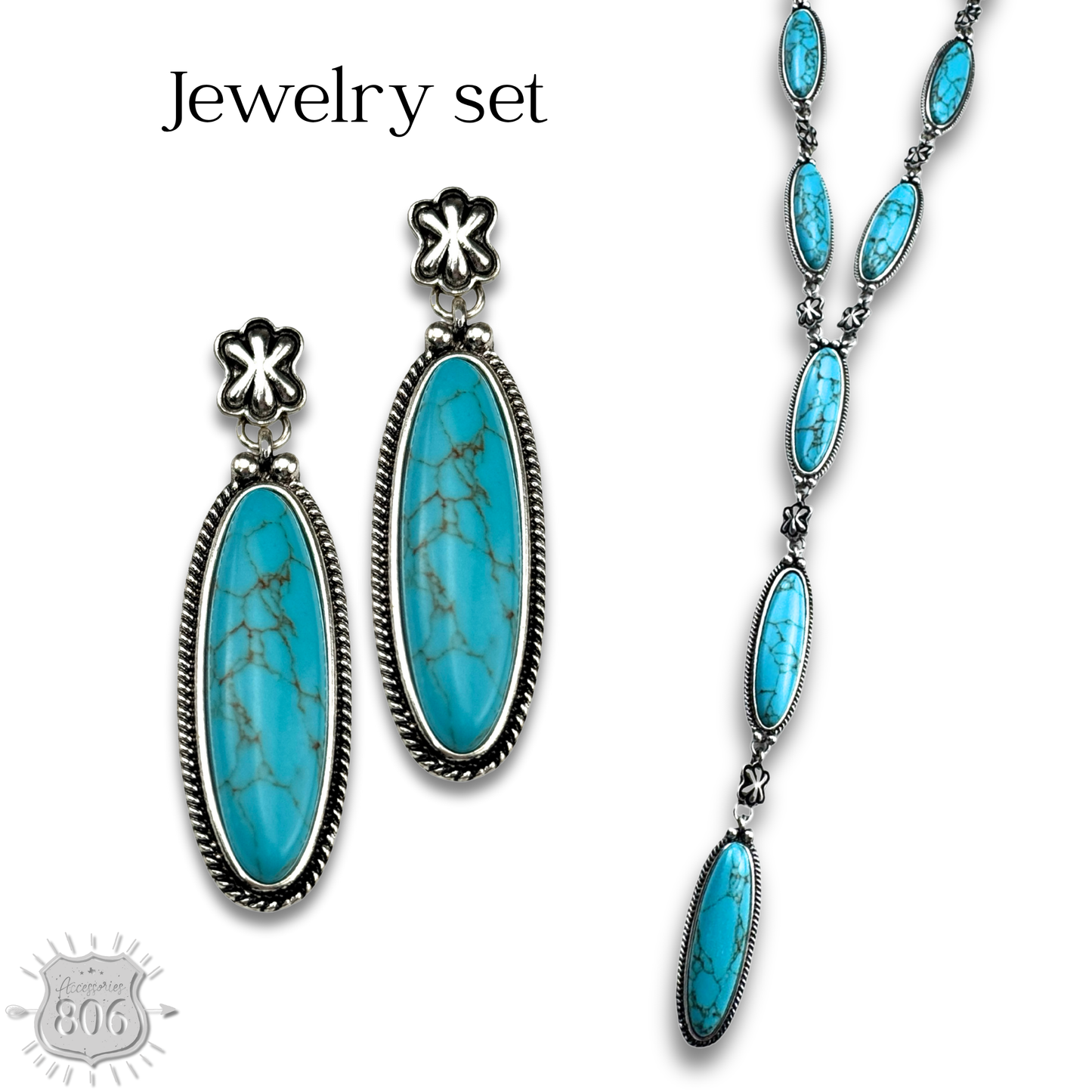 Turquoise Y necklace and earring set